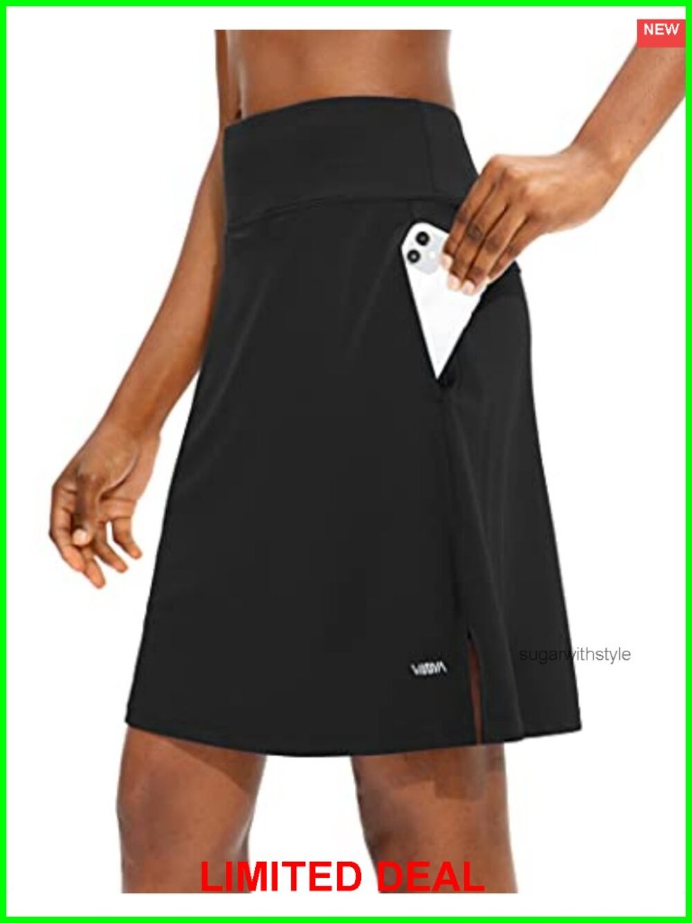 Knee Length Skorts Skirts UPF50+ Athletic Tennis Golf Skirt A-Line Built-in